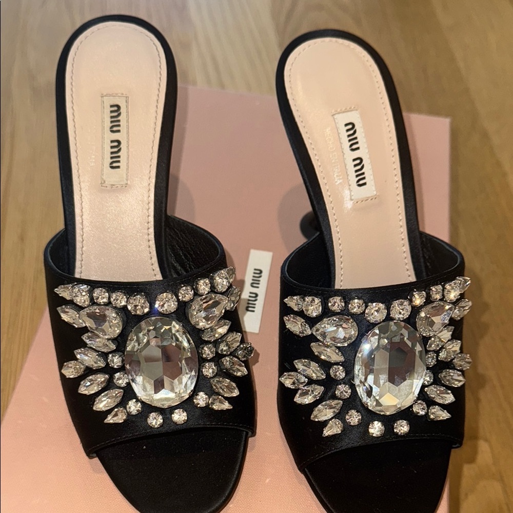 Miu Miu Black Embellished Women's Shoes